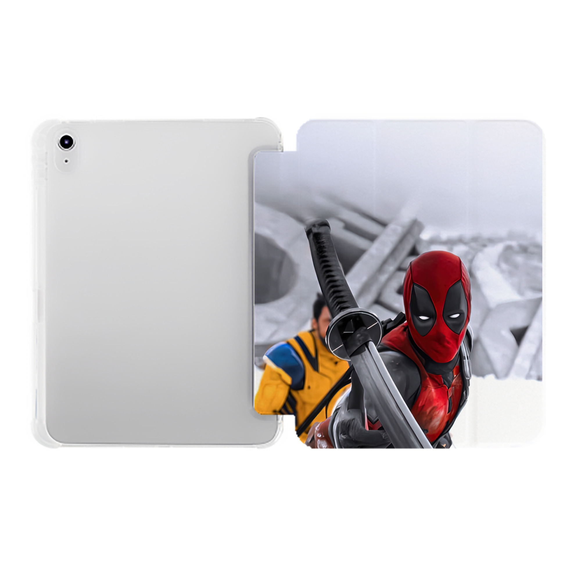 （画像用） Deadpool デッドプール IPad ケース ペン収納付き 三つ折りスタンド PUレザー×シリコン 対応機種9.5/10.5/10.9インチ